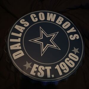 Dallas Cowboys Round Metal Sign - Navy & White